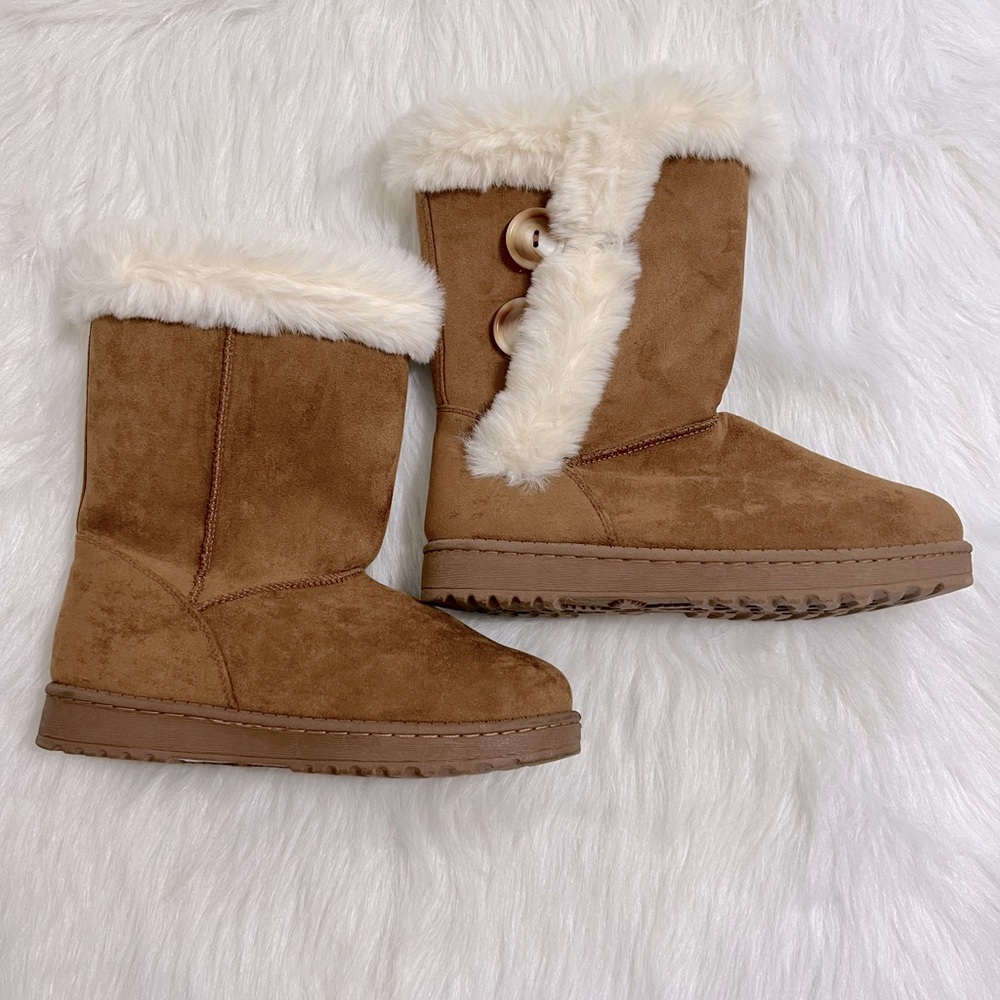 SO® Abigail Women's Faux-Fur Winter Boots Brown Size 7